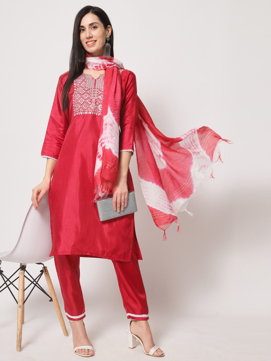 South Silk Embroidery Kurta Set