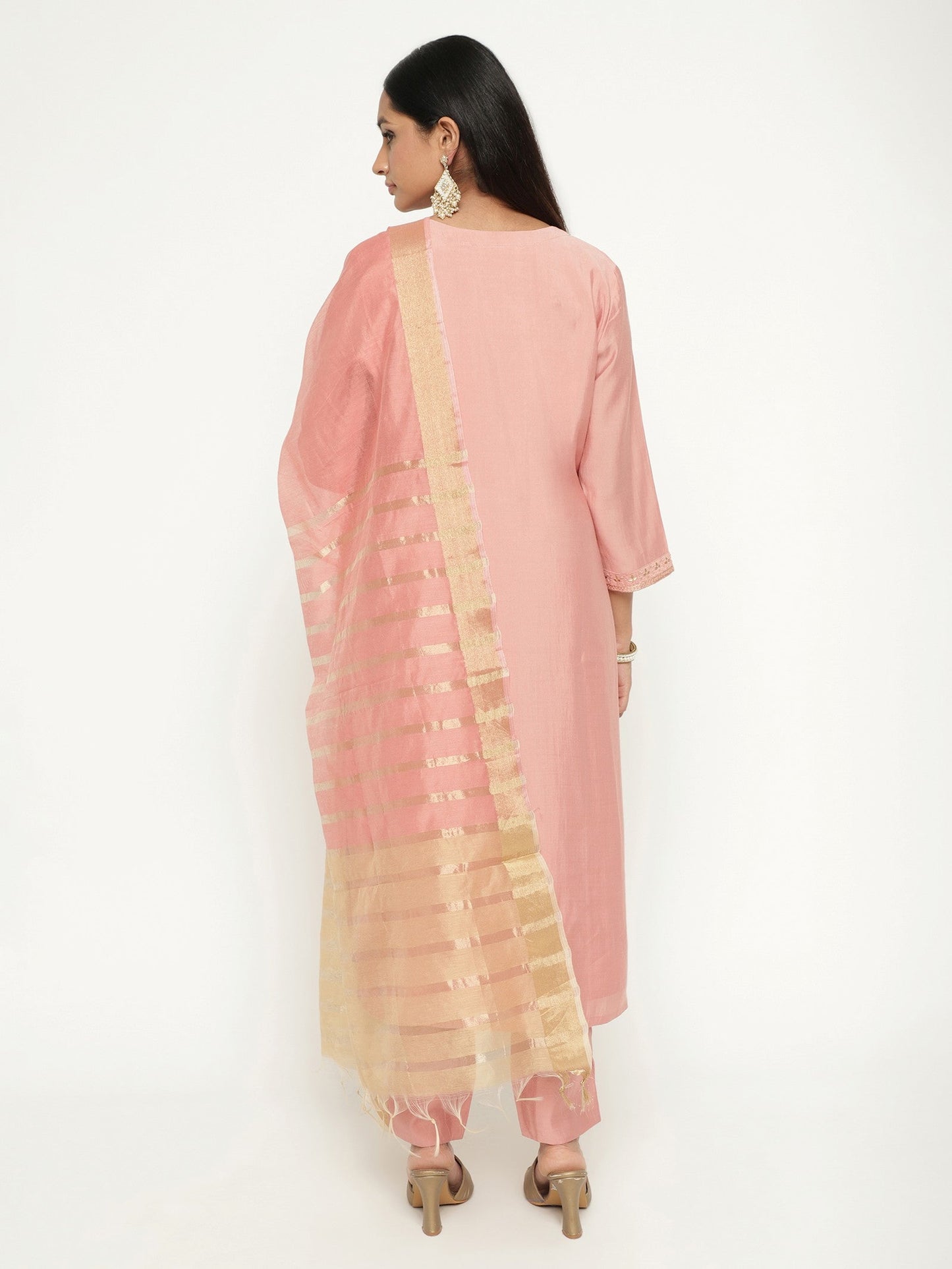 Pink Colour Embroidery Kurta Set