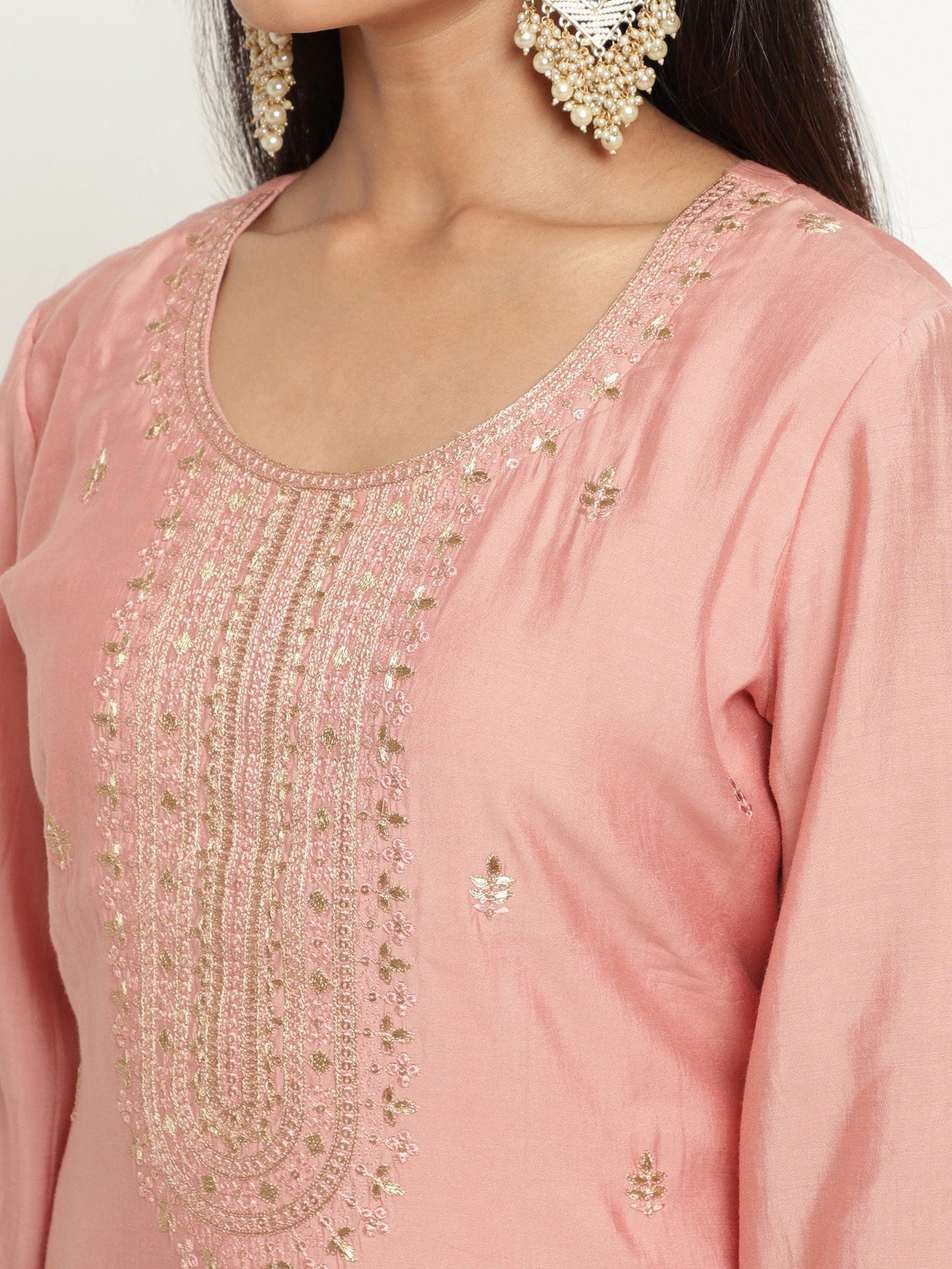 Pink Colour Embroidery Kurta Set