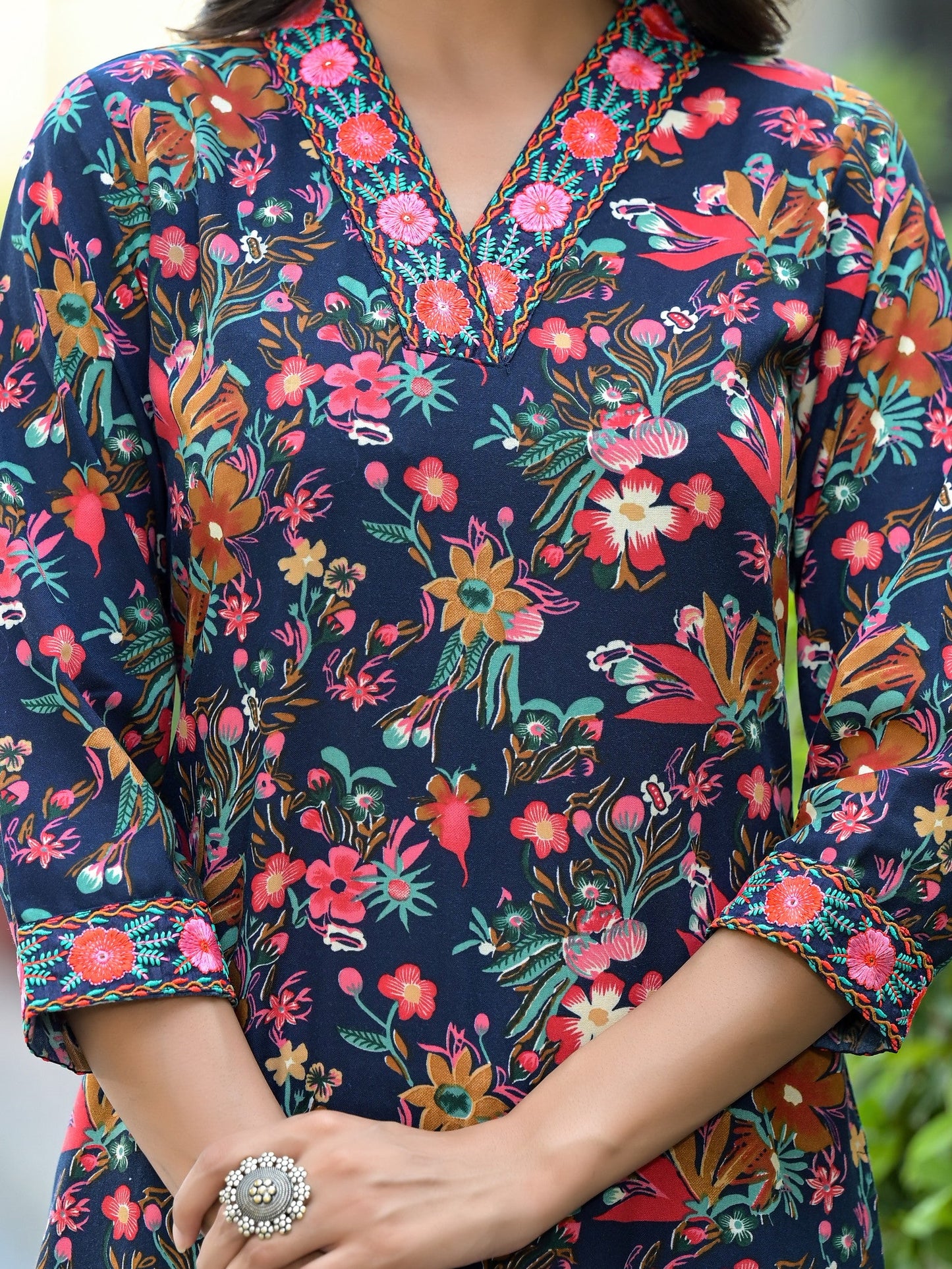 Floral Printed Rayon Kurti Set
