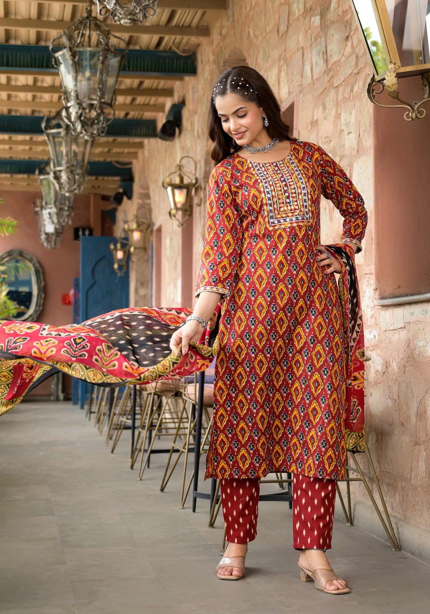 Beautiful Designer Rayon Kurti Set