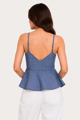 Blue Demin Peplum Top