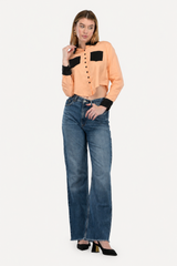 Peach Noir Crop Shirt