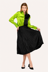 Green Black Shirt Skirt Co-Ord Set