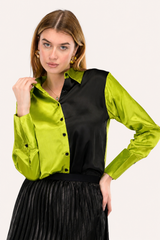 Green Black Shirt Skirt Co-Ord Set