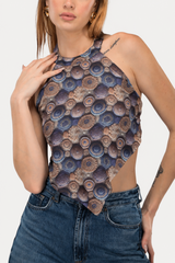 Halter Neck Handkerchief Backless Top