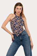Halter Neck Handkerchief Backless Top