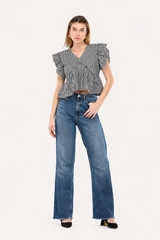 Black & White Striped Alia Cut Crop Top