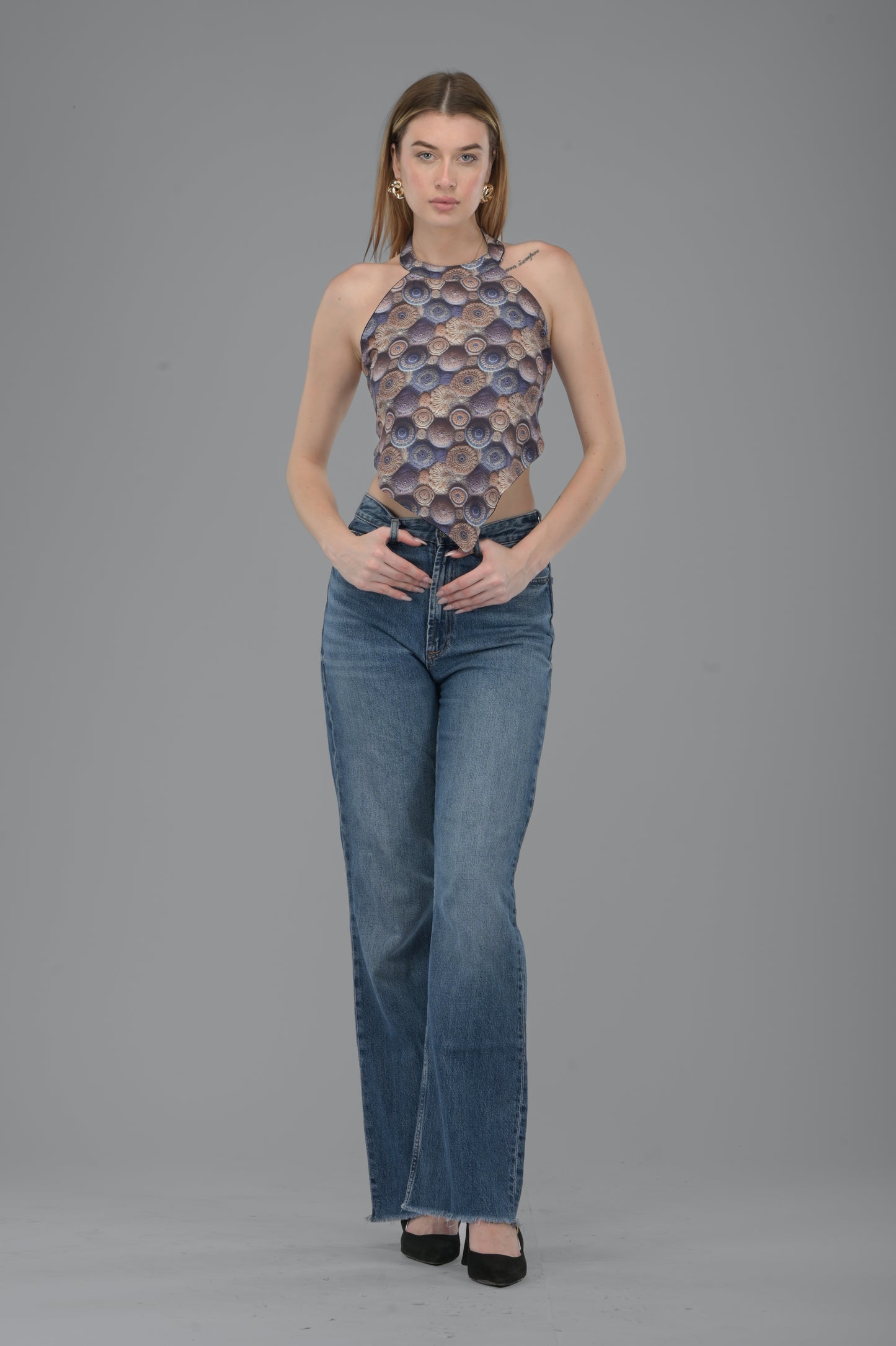 Halter Neck Handkerchief Backless Top