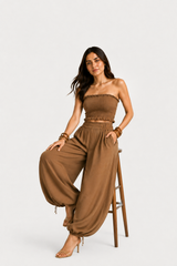 Mocha Muse Sculpted 2-Way Tube & Balloon Co-Ord Set