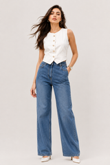 Classic Ivory Button-Front Waistcoat