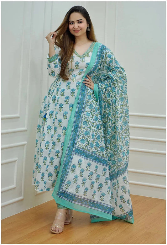 Cotton Floral Printed Kurti set