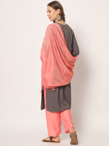 Grey Embroidery With Mirror Kurta Set