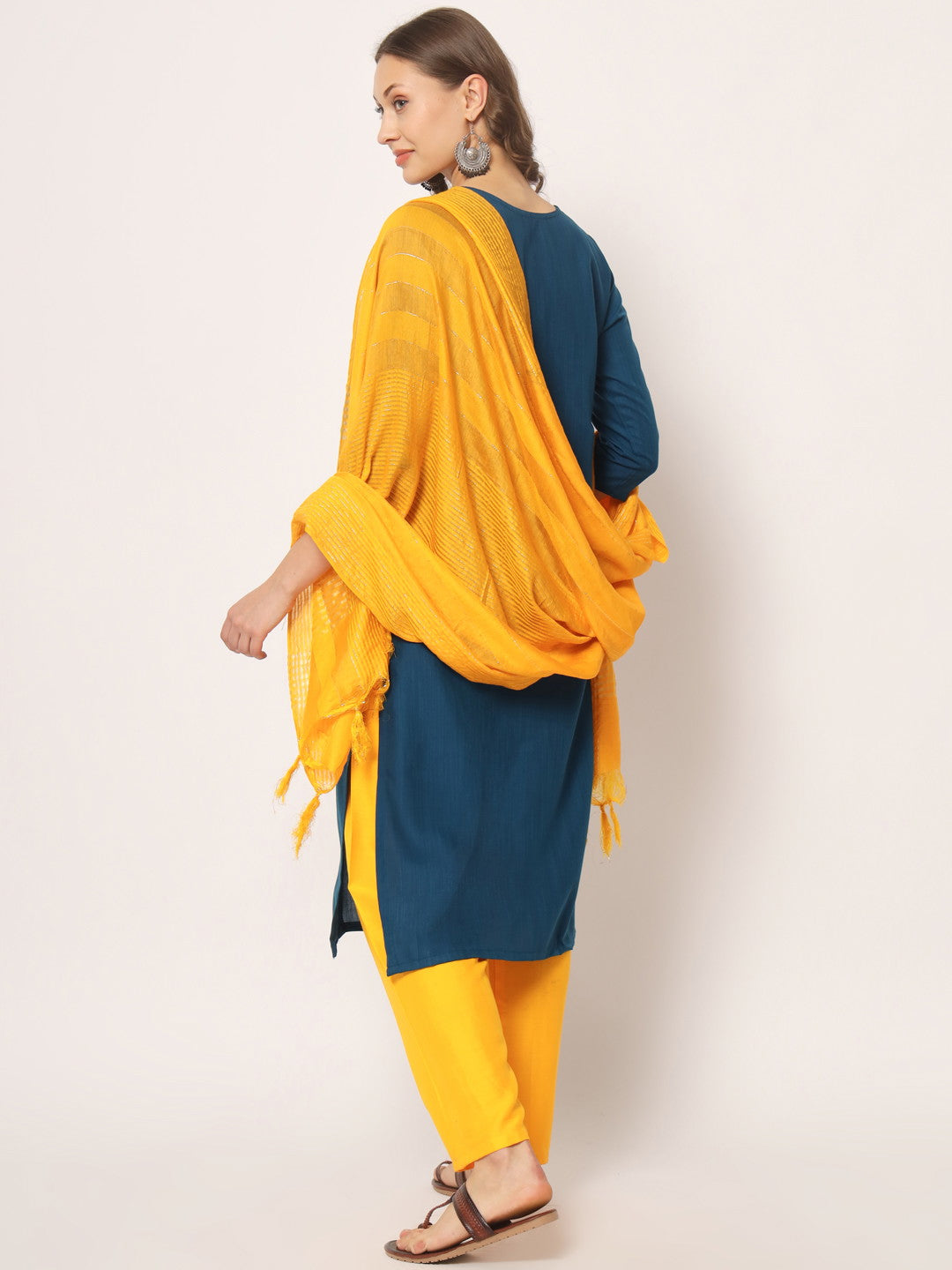 Blue Embroidery With Mirror Kurta Set