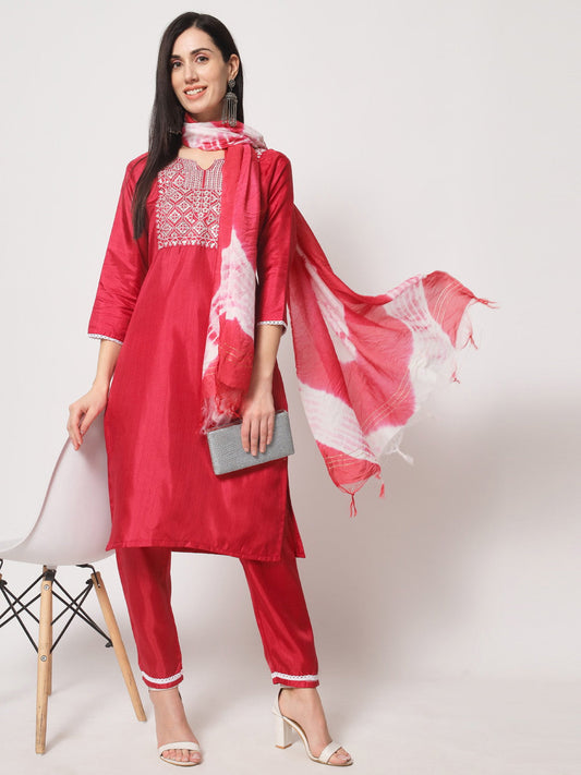 South Silk Embroidery Kurta Set