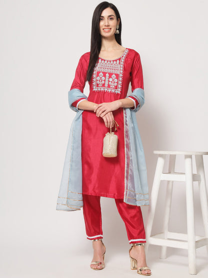 South Silk Embroidery Kurta Set