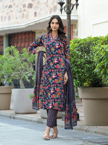 Floral Printed Rayon Kurti Set