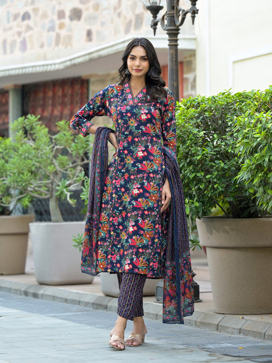Floral Printed Rayon Kurti Set