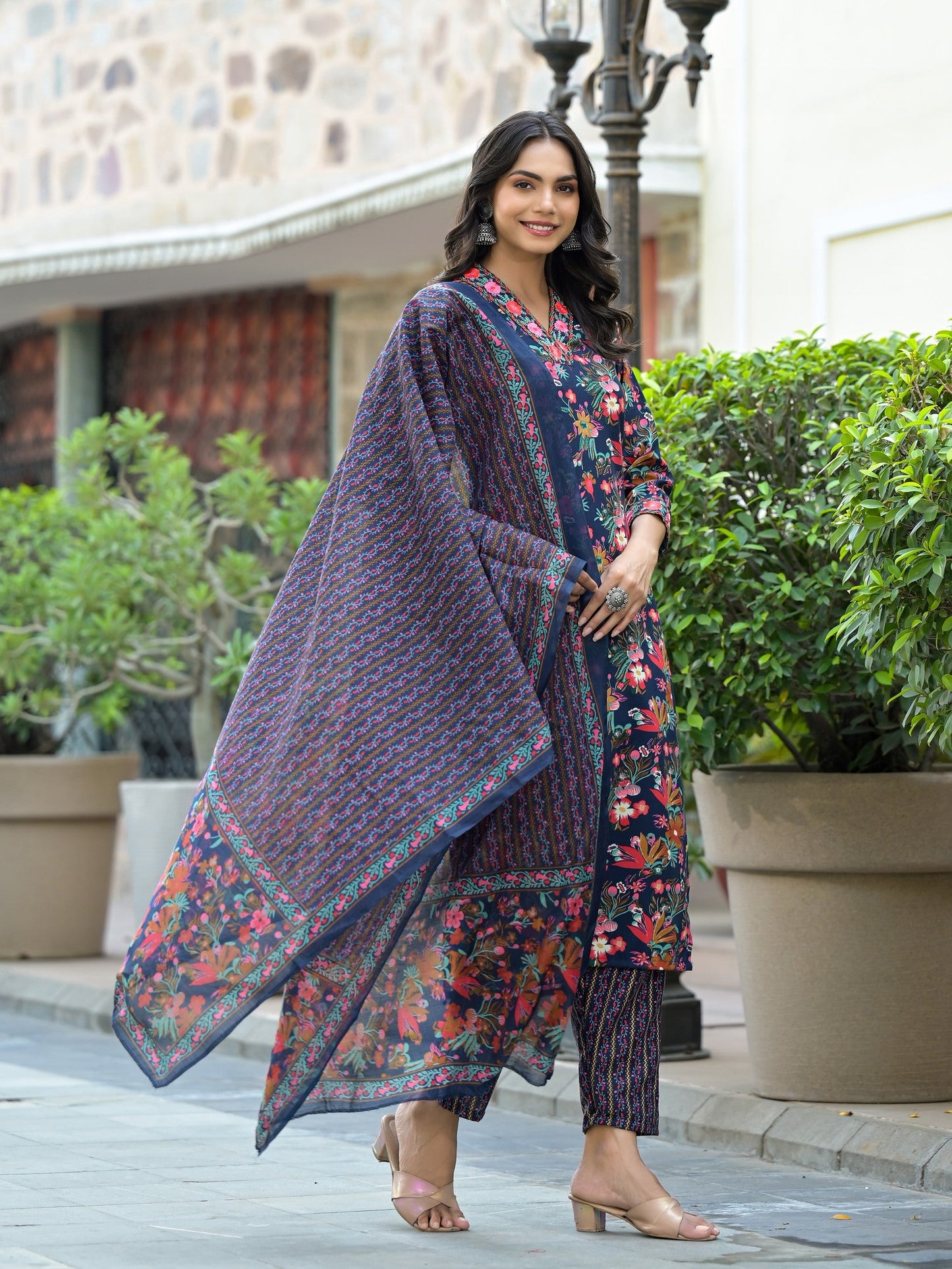 Floral Printed Rayon Kurti Set