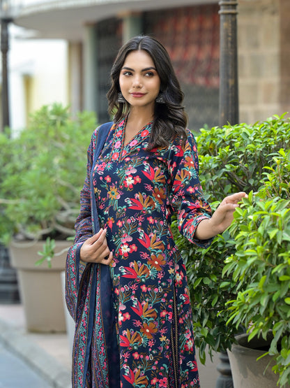 Floral Printed Rayon Kurti Set
