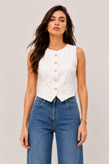 Classic Ivory Button-Front Waistcoat