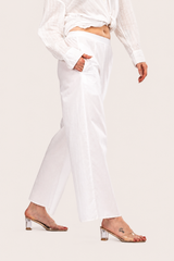 White Wide-Leg Cotton Pants