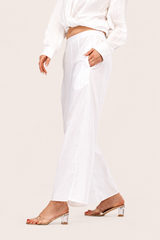 White Wide-Leg Cotton Pants