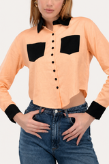 Peach Noir Crop Shirt
