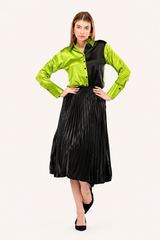 Green Black Shirt Skirt  Co-Ord Set