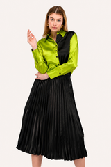 Green Black Shirt Skirt  Co-Ord Set