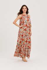 Blossom Breeze Peach Floral Georgette Co-Ord Set
