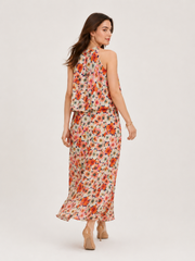 Blossom Breeze Peach Floral Georgette Co-Ord Set
