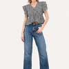 Black & White Striped Alia Cut Crop Top