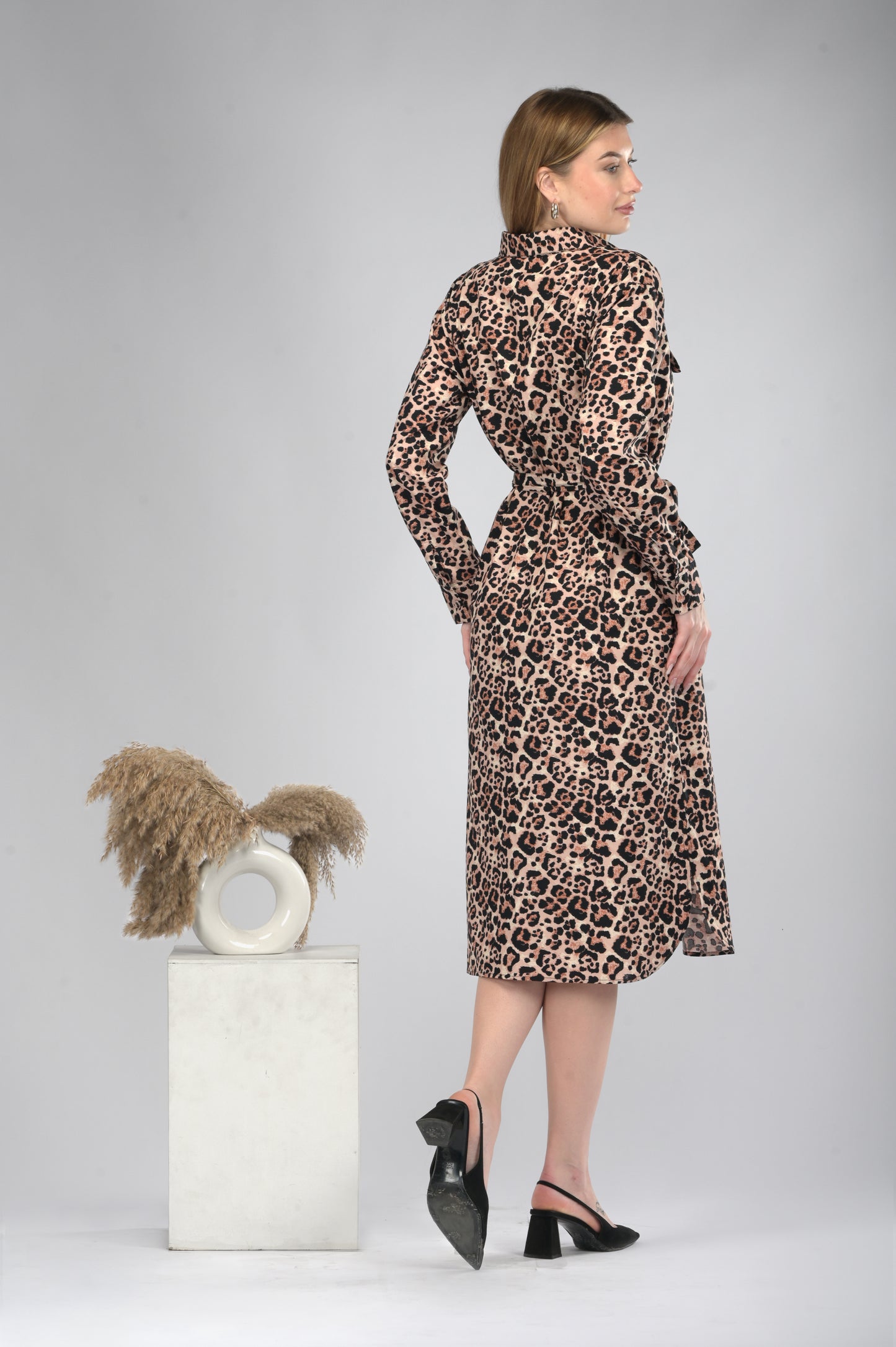 Wild Grace Leopard Shirt Dress