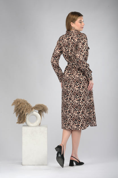 Wild Grace Leopard Shirt Dress