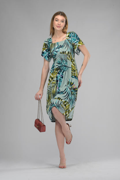 Goa Breeze Smocked Midi Dress