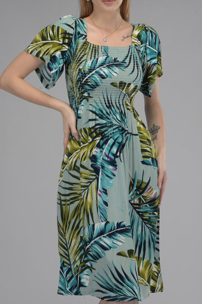 Goa Breeze Smocked Midi Dress
