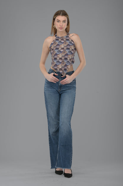 Halter Neck Handkerchief Backless Top