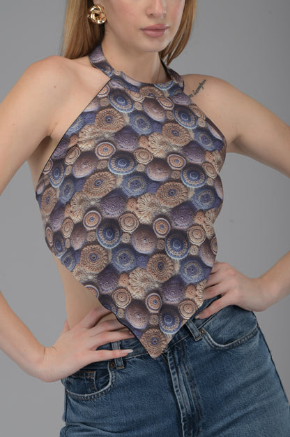Halter Neck Handkerchief Backless Top