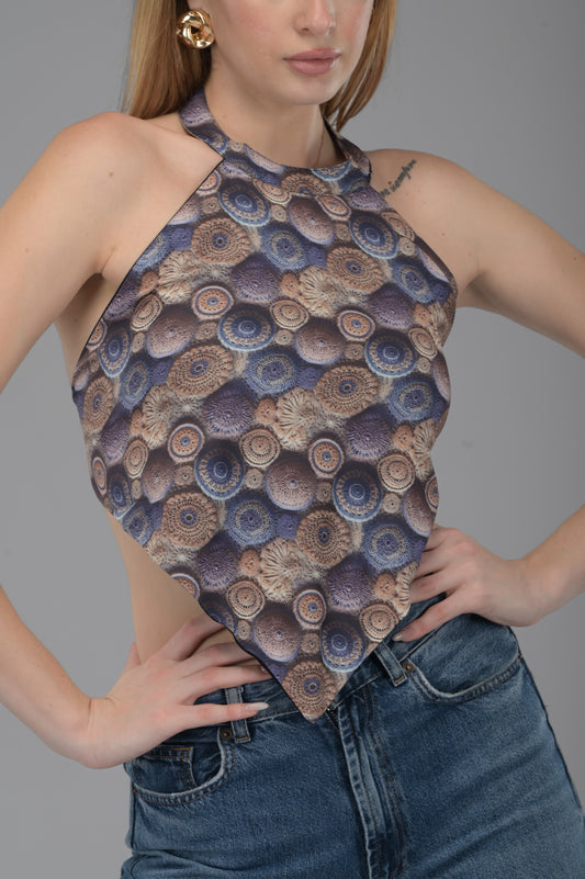 Halter Neck Handkerchief Backless Top