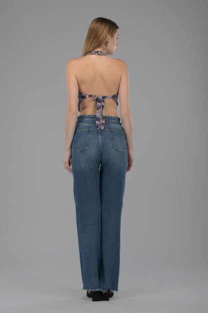 Halter Neck Handkerchief Backless Top