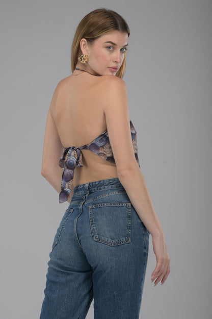Halter Neck Handkerchief Backless Top