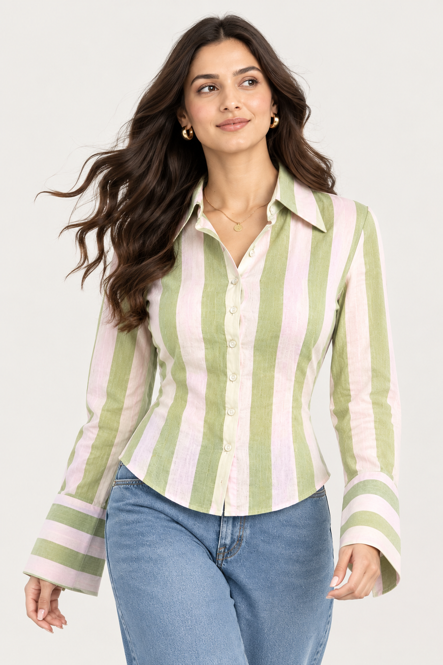 The Bold Stripe Fitted Shirt with Wide Cuffs