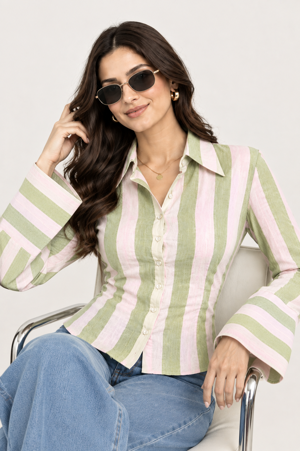 The Bold Stripe Fitted Shirt with Wide Cuffs