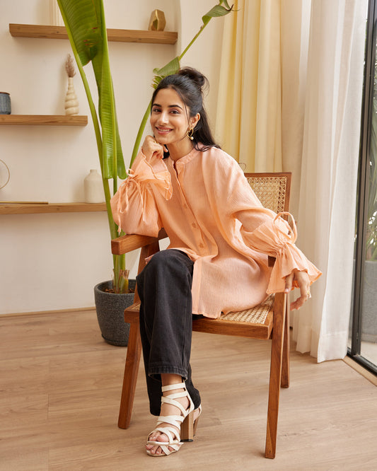 Essential Peach Crepe Shirt
