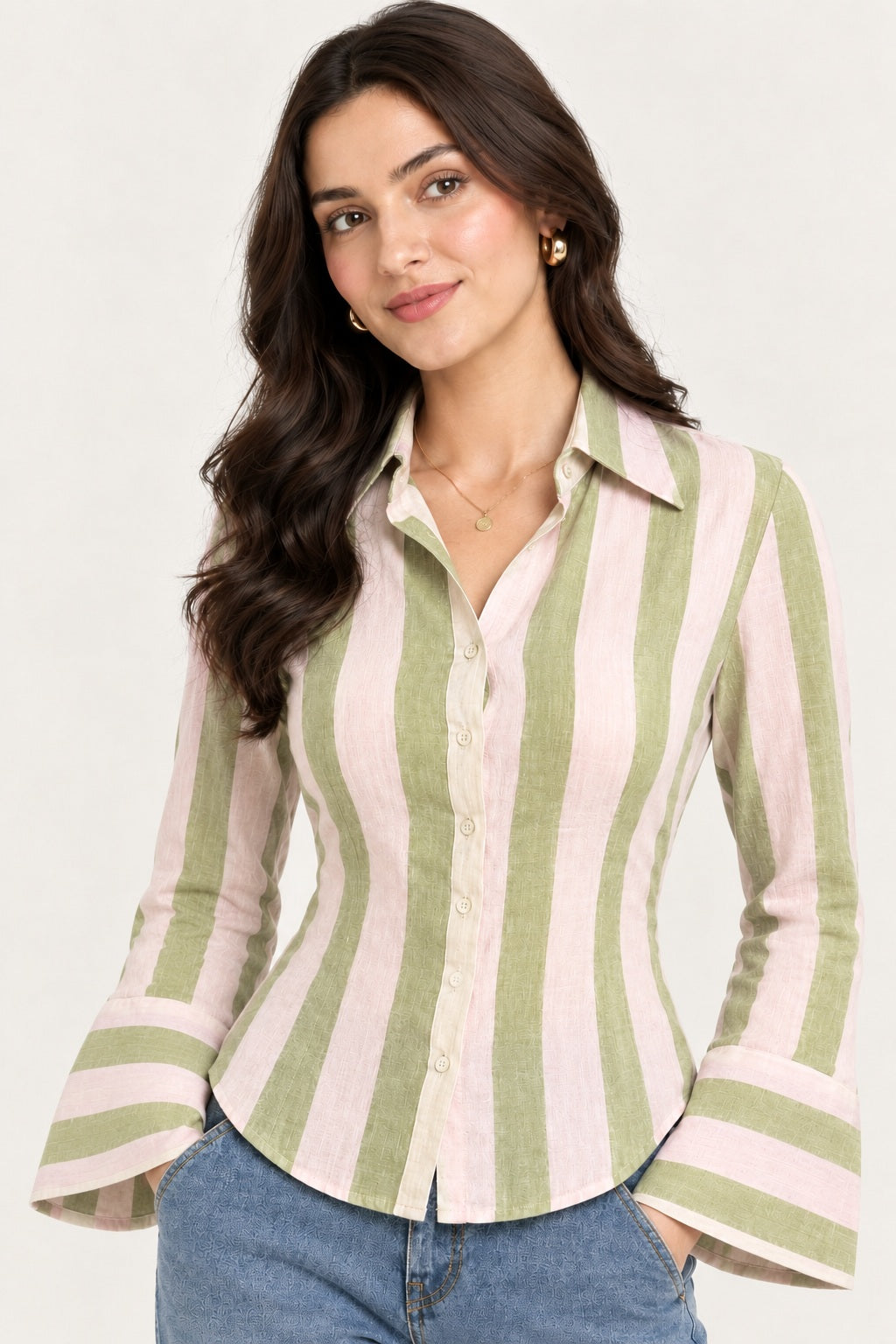 The Bold Stripe Fitted Shirt with Wide Cuffs