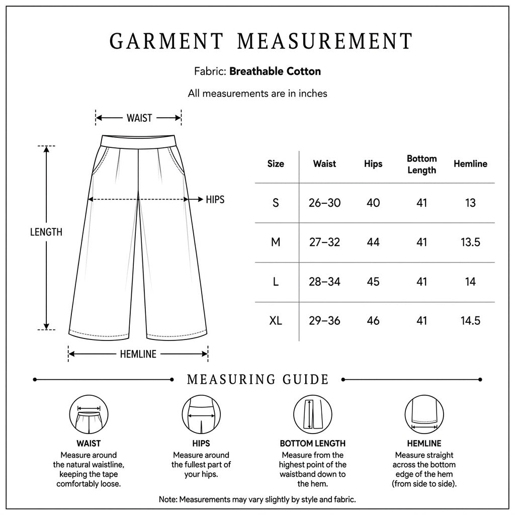 White Wide-Leg Cotton Pants size guide